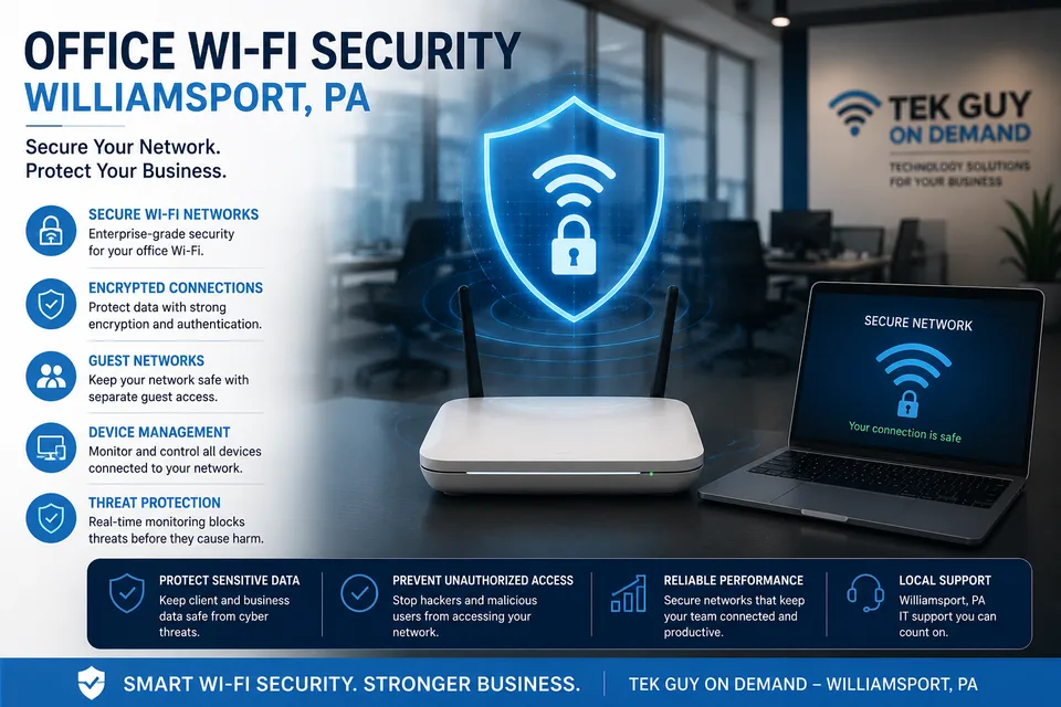 Office Wi-Fi Security in Williamsport PA by Tek Guy On Demand